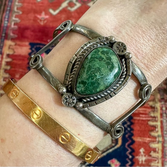 Jewelry - Vintage Old Pawn Sterling Silver Variscite Cuff Bracelet – Southwestern Style
